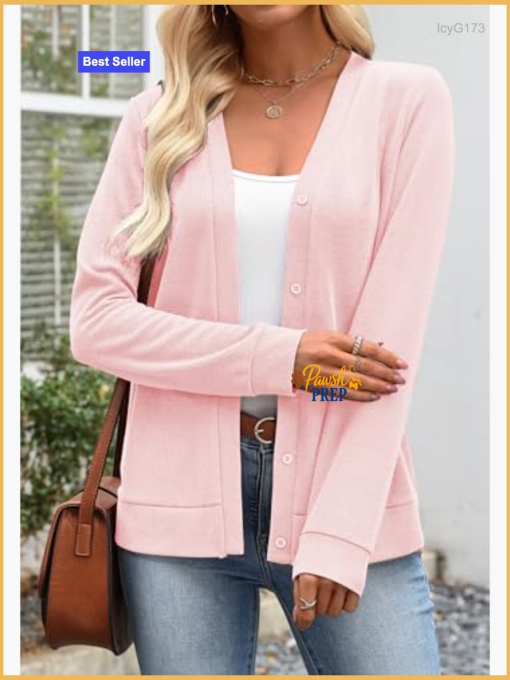 Womens V Neck Long Sleeve Button Down Cardigan Sweater Lightweight Knit - Picture 4 of 7